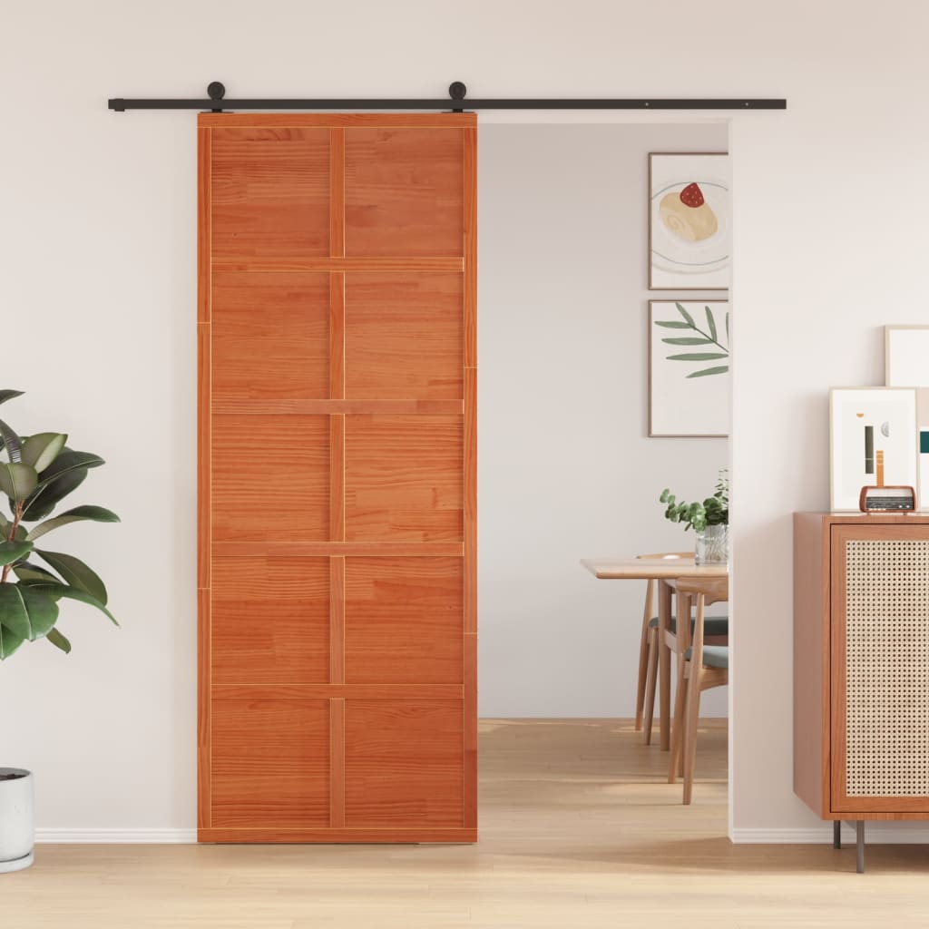 Puerta corredera de Vidaxl 80x208 cm de pino sólido marrón marrón