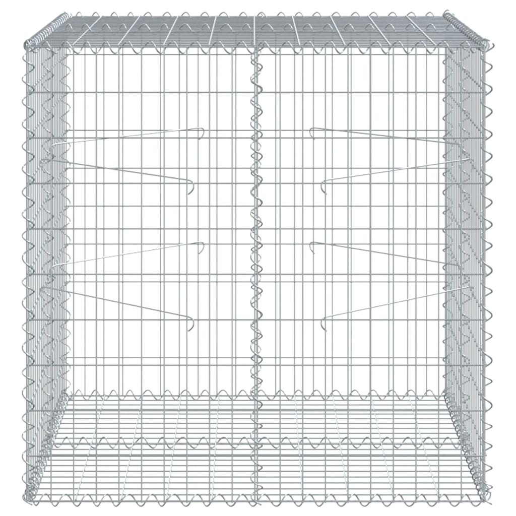 Vidaxl Schanskorf 100x100x100 cm Galvaniserad järnsilverfärgad