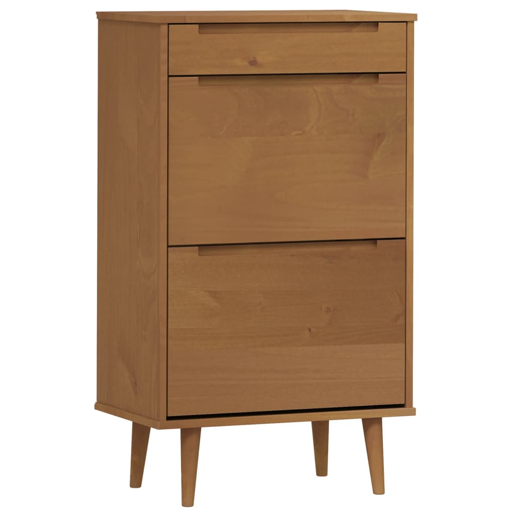 Vidaxl Shoe Cabinet Molde 59.5x35x103 cm Solid Pine Pine Brown