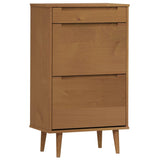 Vidaxl Shoe Cabinet Molde 59.5x35x103 cm Solid Pine Pine Brown