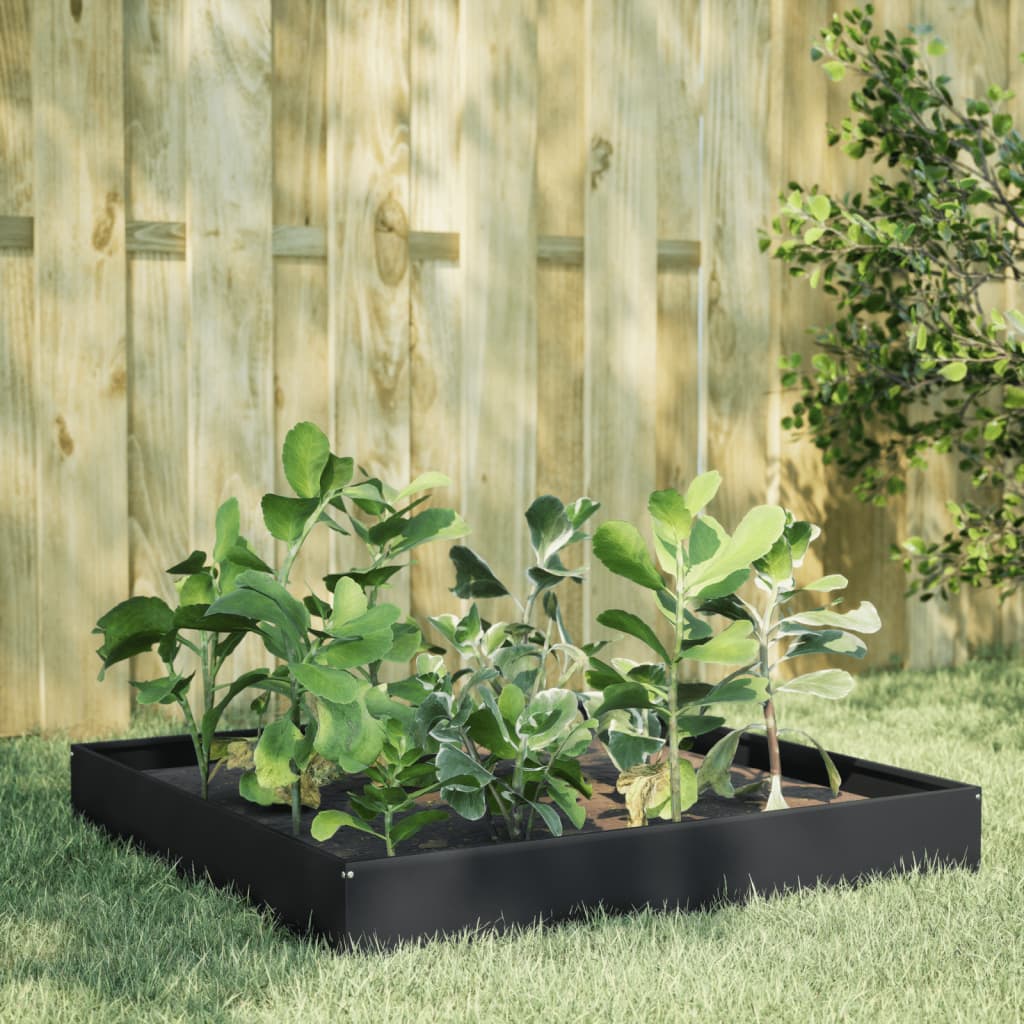 Vidaxl plantenbak verhoogd 100x100x26 cm staal zwart