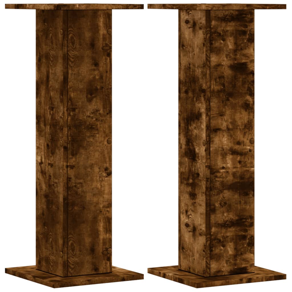 VidaXL Speakerstandaards 2 st 30x30x80 cm bewerkt hout gerookt eiken