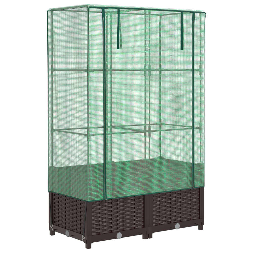 Vidaxl plantenbak verhoogd met kashoes 80x40x138 cm rattanlook