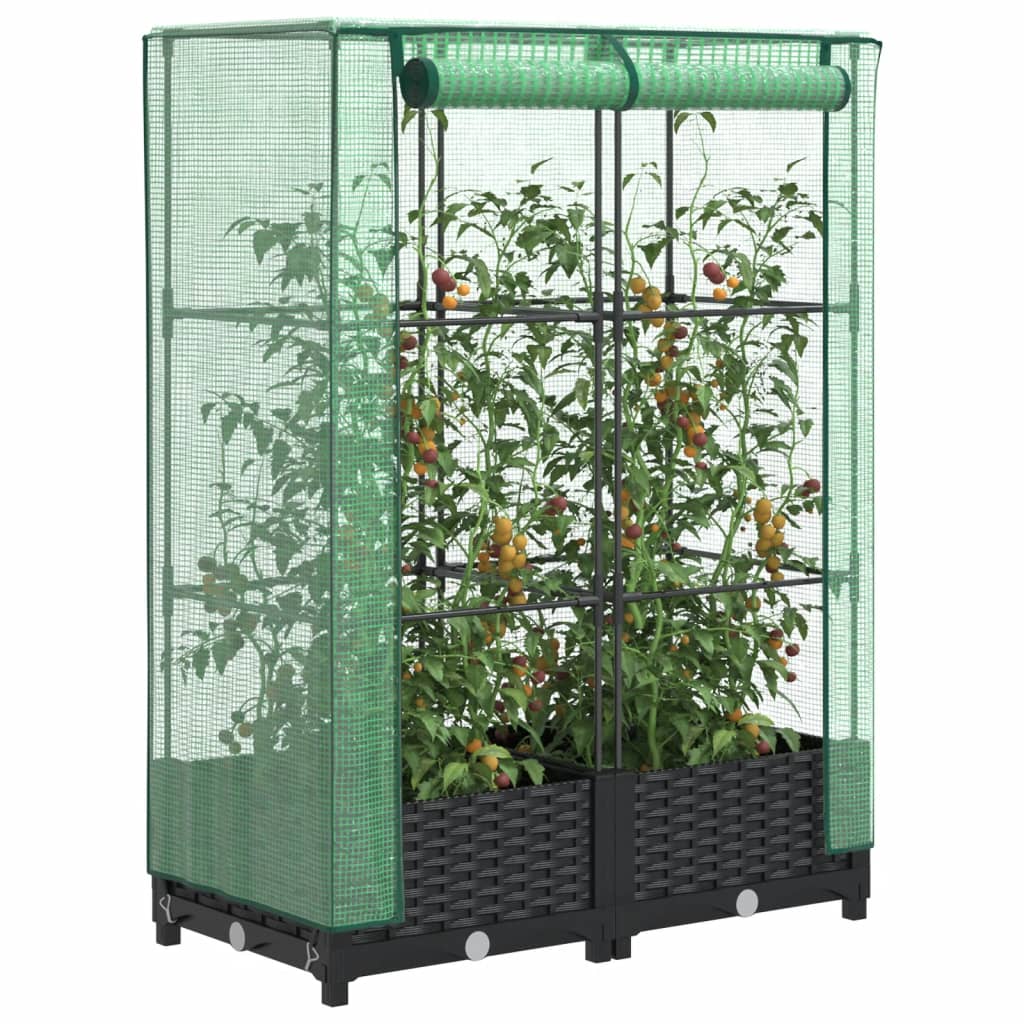 Vidaxl plantenbak verhoogd met kashoes 80x40x123 cm rattanlook