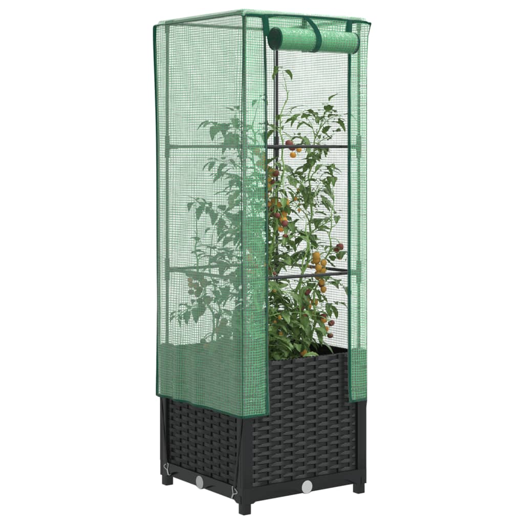 Vidaxl plantenbak verhoogd met kashoes 40x40x139 cm rattanlook