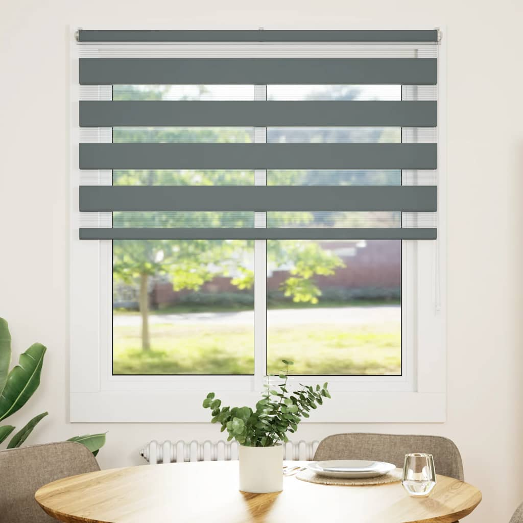 Vidaxl Zebra Roller Blind 125x100 cm Tygbredd 120,9 cm mörkgrå