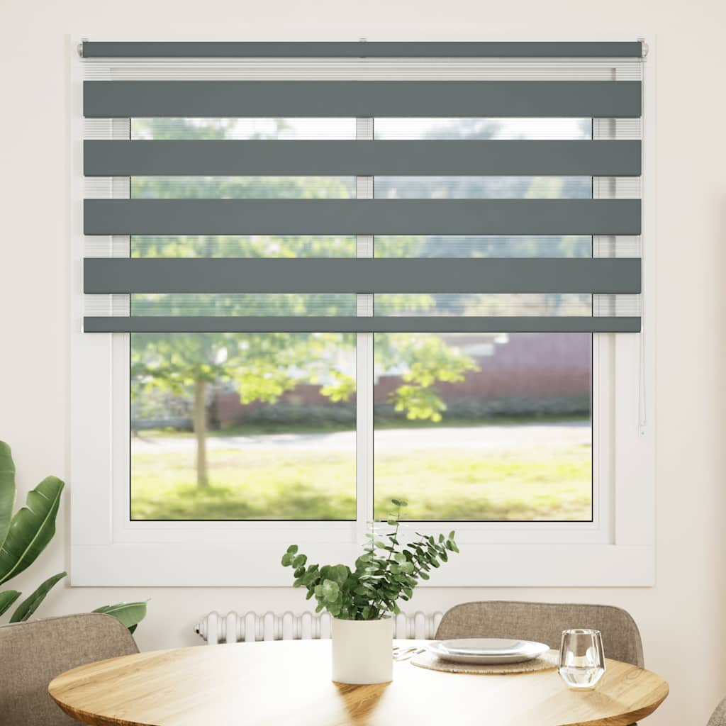 Vidaxl Zebra Roller Blind 140x100 cm Staubbreite 135,9 cm dunkelgrau