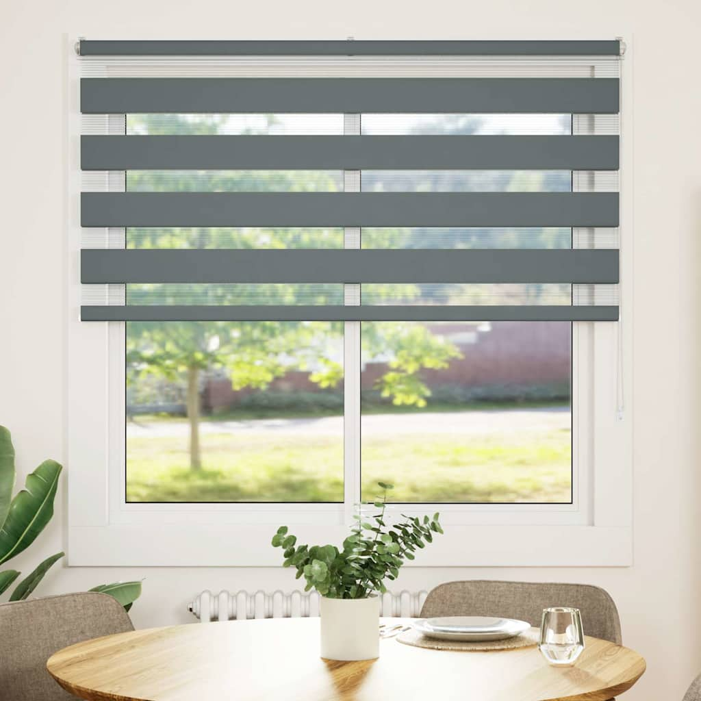 Vidaxl Zebra Roller Blind 150x100 cm støvbredde 145,9 cm mørk grå