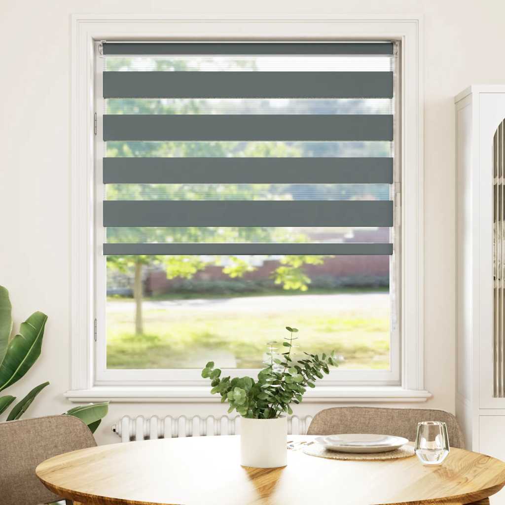 Vidaxl Zebra Roller Blind 110x150 cm Stoffbredde 105,9 cm mørk grå