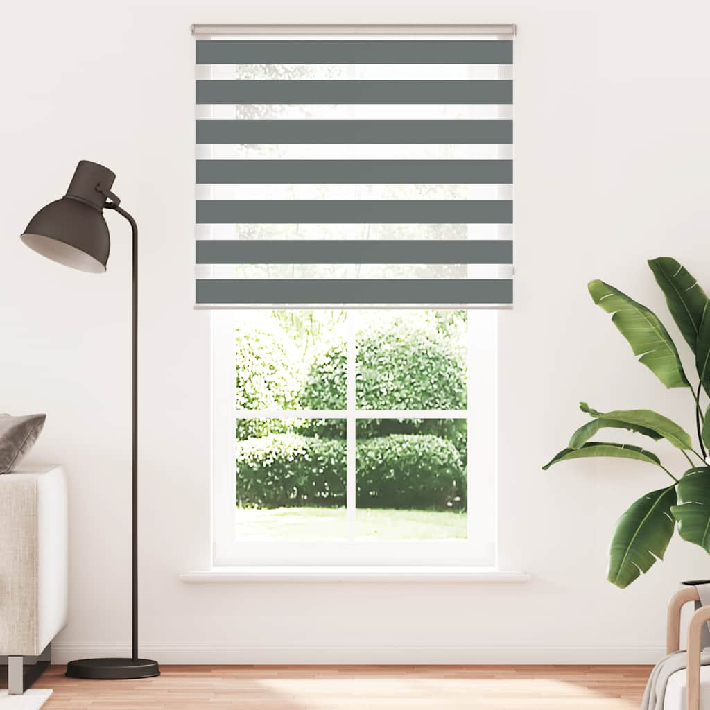 Vidaxl Zebra Roller Blind 130x200 cm stoffbredde 125,9 cm mørk grå