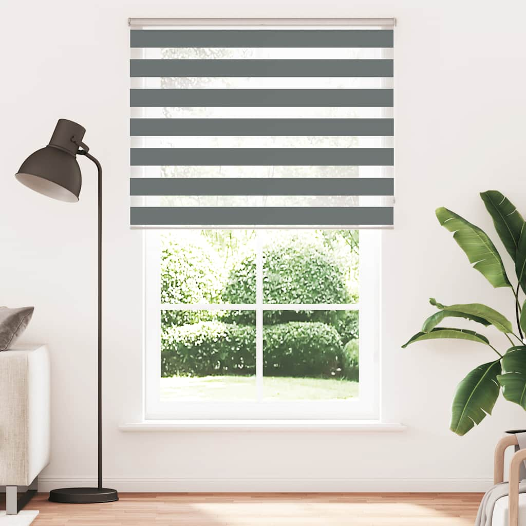 Vidaxl Zebra Roller Blind 140x200 CM Fabric Ancho 135.9 cm de color gris oscuro