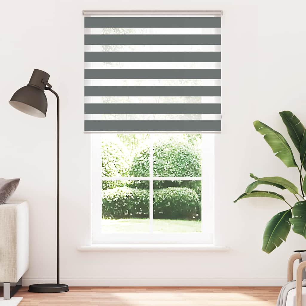 Vidaxl Zebra Roller Blind 135x230 cm Tygbredd 130,9 cm mörkgrå