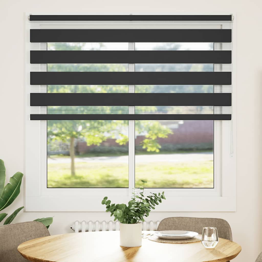 Vidaxl Zebra Roller Blind 145x150 cm Szerokość pyłu 140,9 cm Czarna