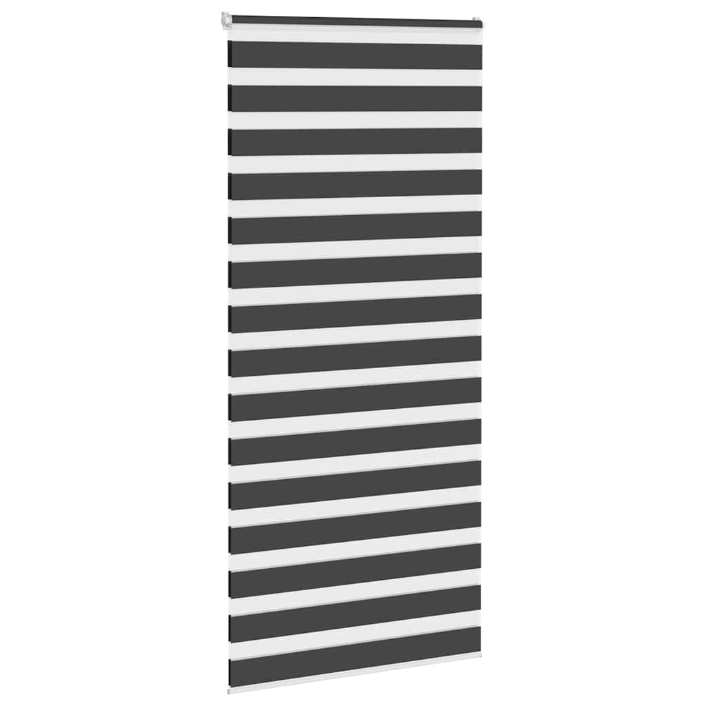 Vidaxl zebra rullo cieco 105x200 cm Larghezza tessuto 100,9 cm nero