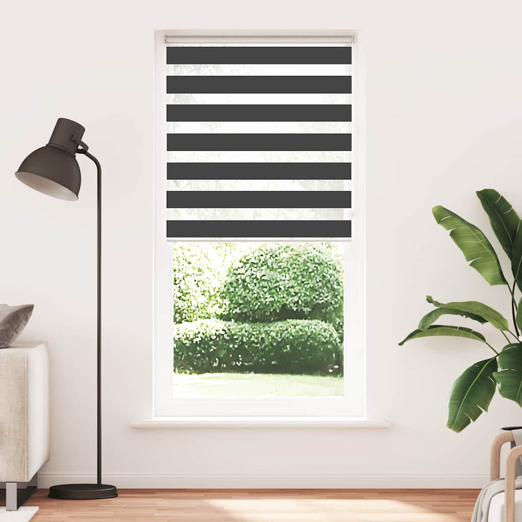 Vidaxl zebra rullo cieco 105x230 cm Larghezza tessuto 100,9 cm nero