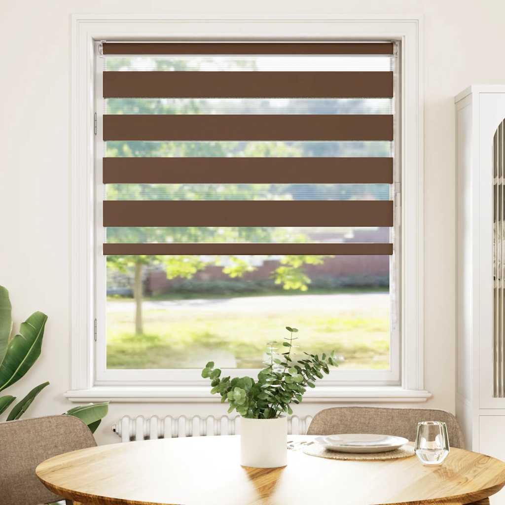 Vidaxl Zebra Roller Blind 105x100 cm Larghezza polvere 100,9 cm in poliestere marrone