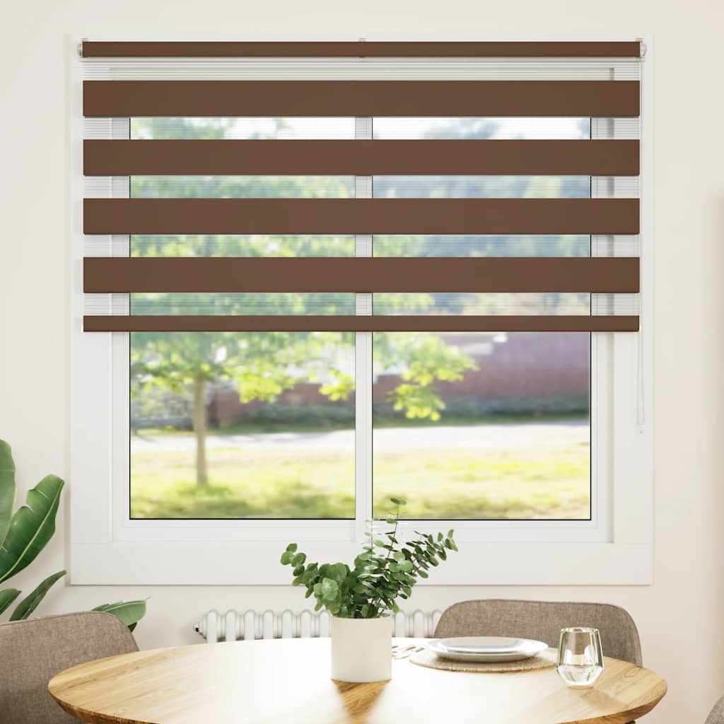 Vidaxl Zebra Roller Blind 145x100 cm Ancho de polvo 140.9 cm de poliéster marrón