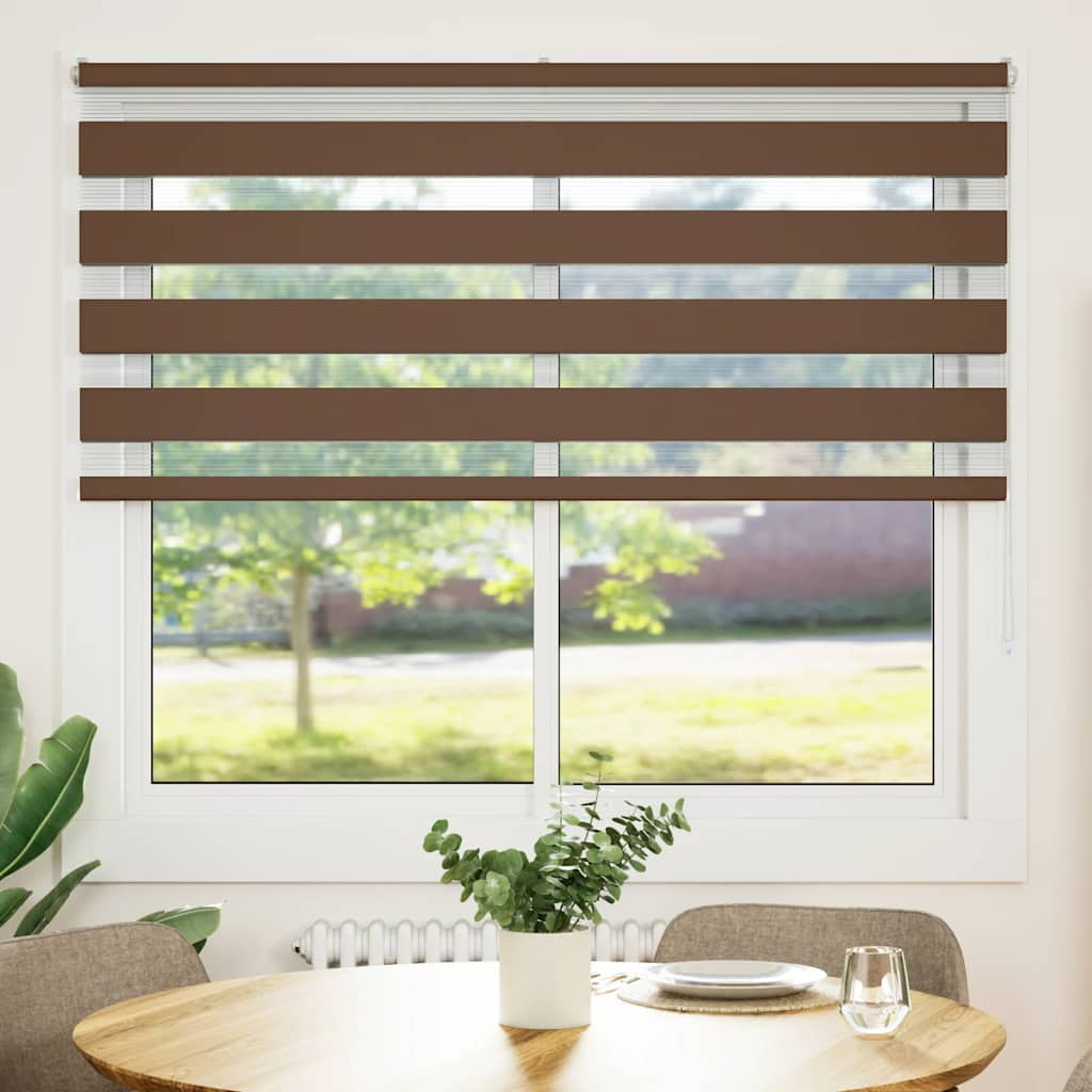 Vidaxl Zebra Roller Blind 155x100 cm Støvbredde 150,9 cm Polyester Brown