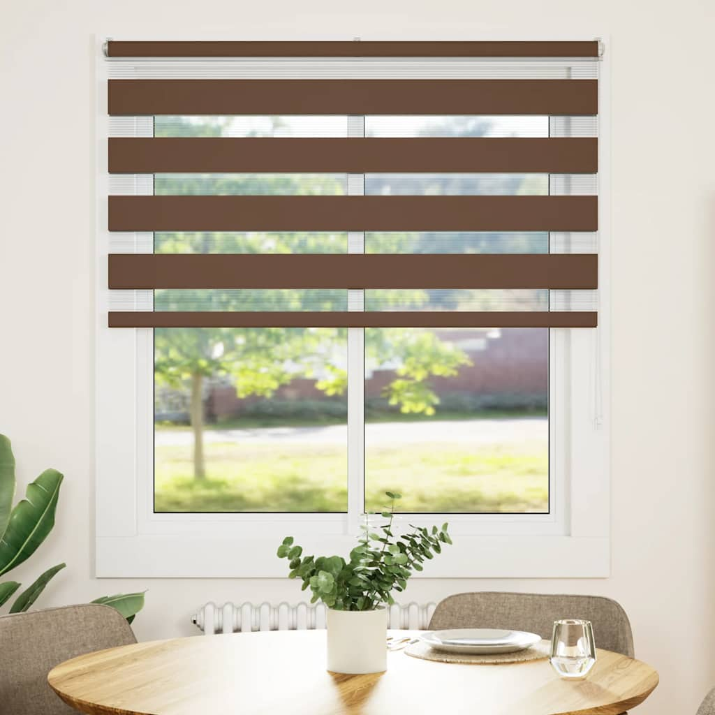 Vidaxl Zebra Roller Blind 120x150 cm Šířka prachu 115,9 cm polyesterová hnědá