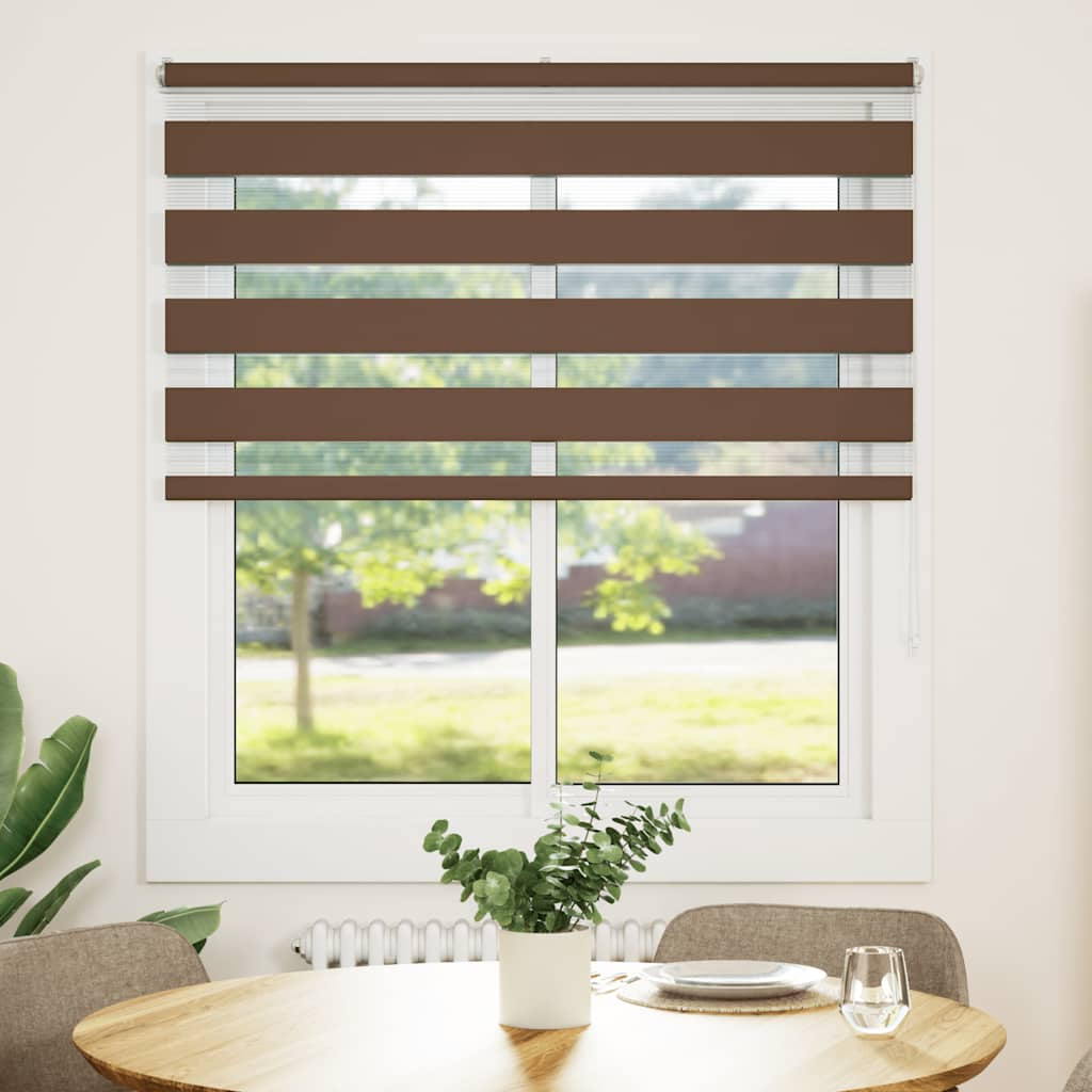 Vidaxl Zebra Roller Blind 130x150 cm Šířka prachu 125,9 cm polyesterová hnědá