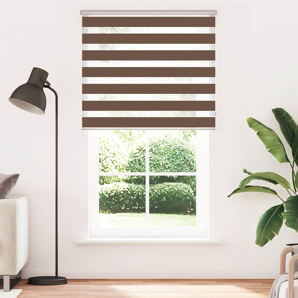 Vidaxl Zebra Roller Blind 120x200 cm Støvbredde 115,9 cm Polyesterbrun