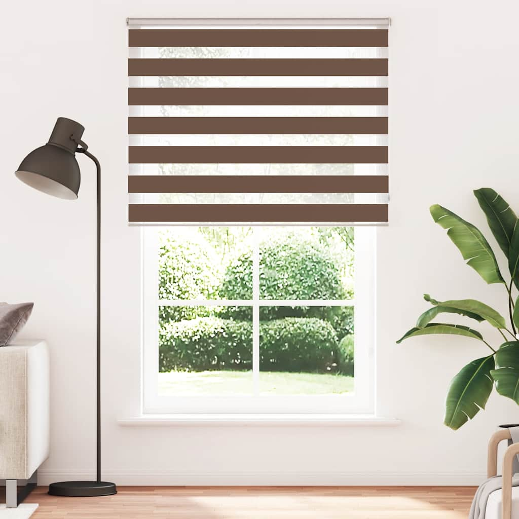 Vidaxl Zebra Roller Blind 140x200 cm Staubbreite 135,9 cm Polyesterbraun