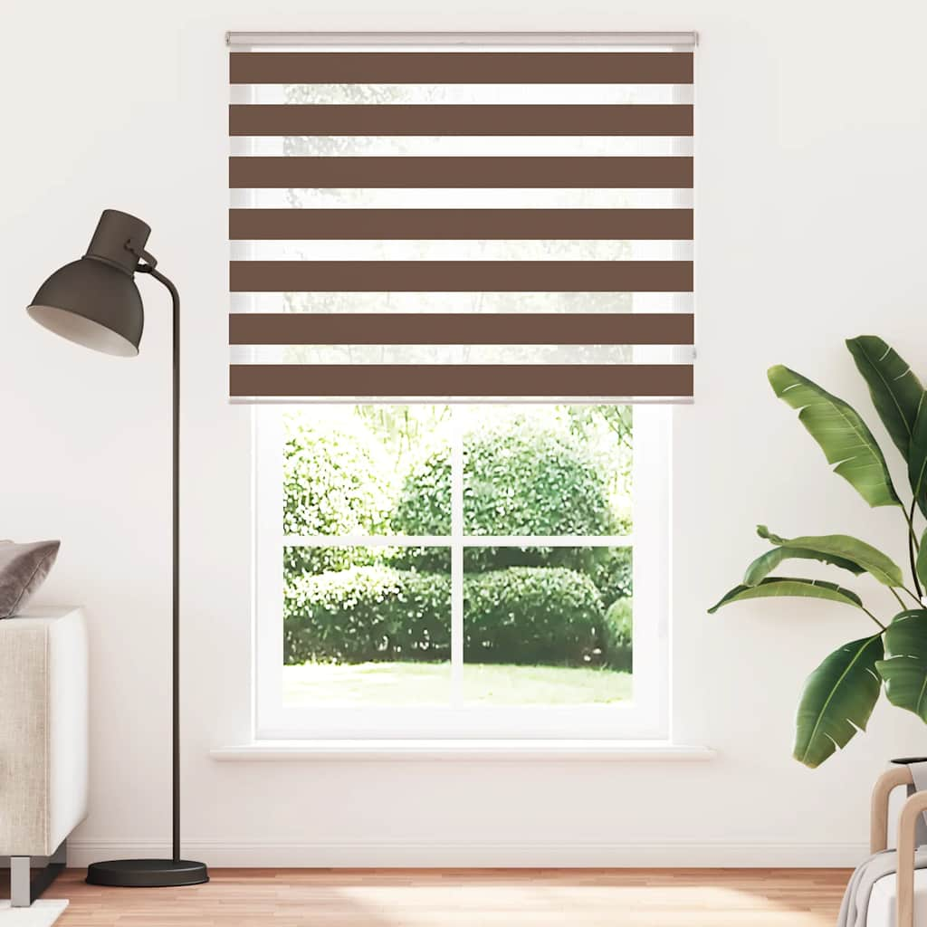 Vidaxl Zebra Roller Blind 140x230 Cm Szerokość tkaniny 135,9 cm poliestrowy brąz