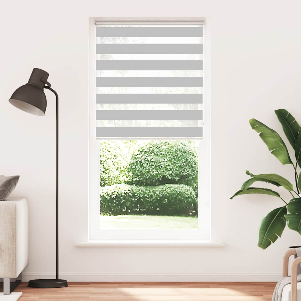 Vidaxl zebra rullo cieco 105x200 cm Larghezza tessuto 100,9 cm grigio chiaro