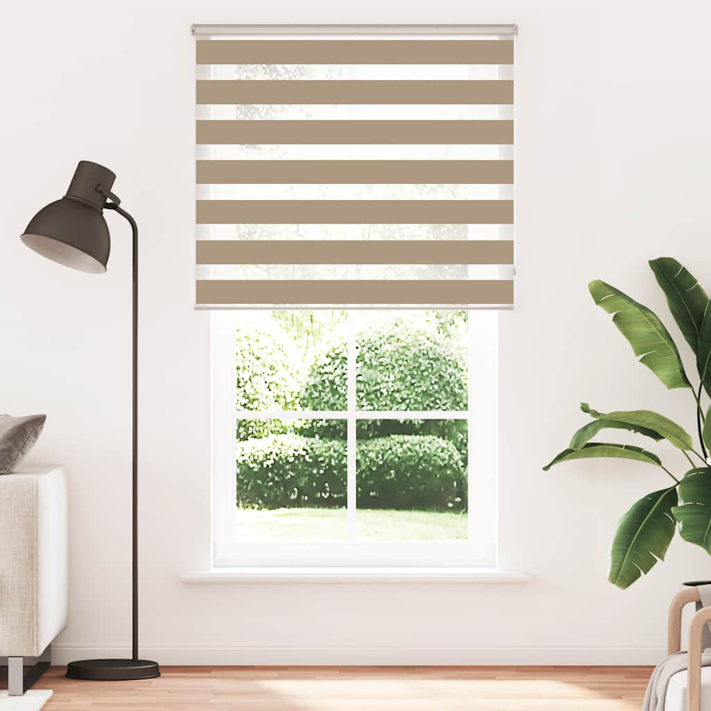 Vidaxl Zebra Blind 130x230 cm Szerokość pyłu 125,9 cm poliestrowy piasek brązowy