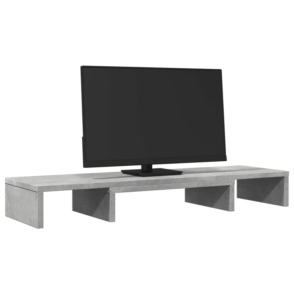 VidaXL Monitorstandaard verstelbaar 80x24x10,5 cm hout betongrijs