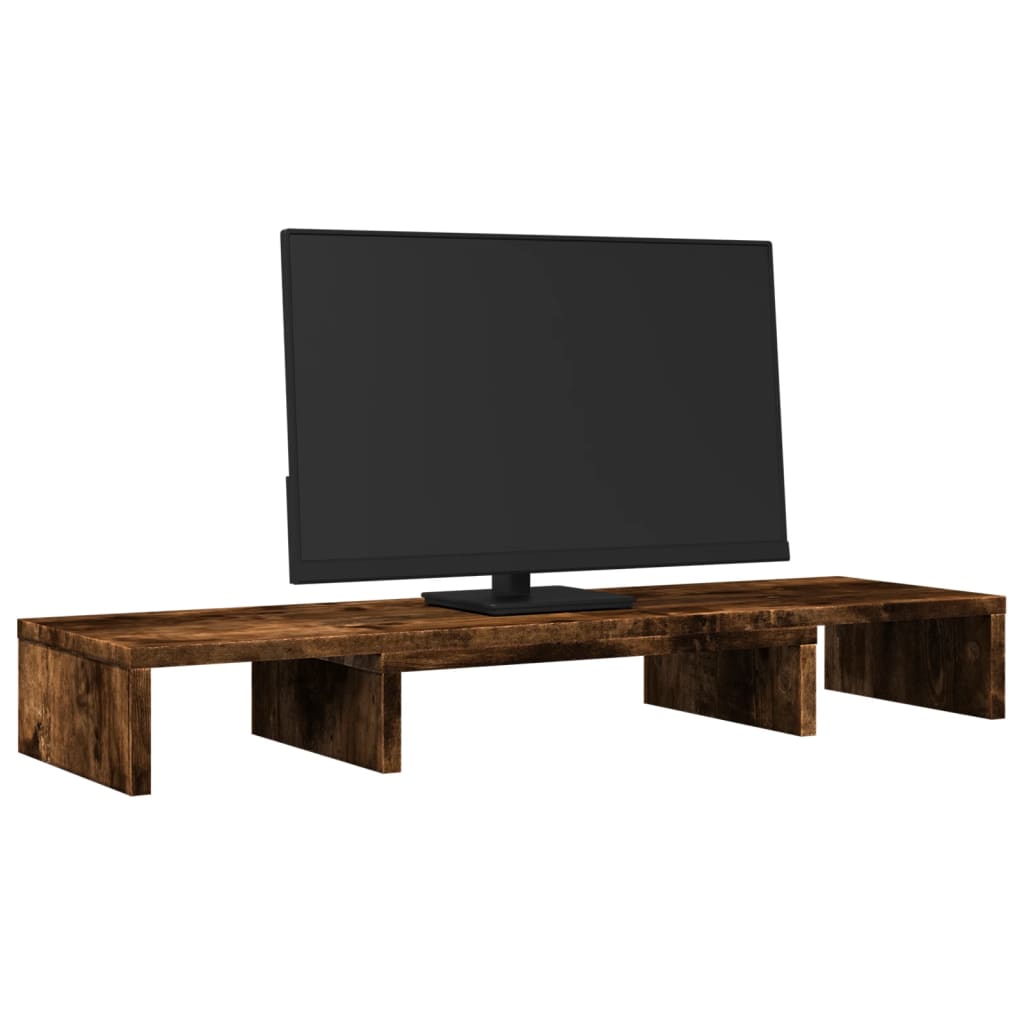 Vidaxl Monitor estándar ajustable 80x24x10.5 cm de roble ahumado de madera