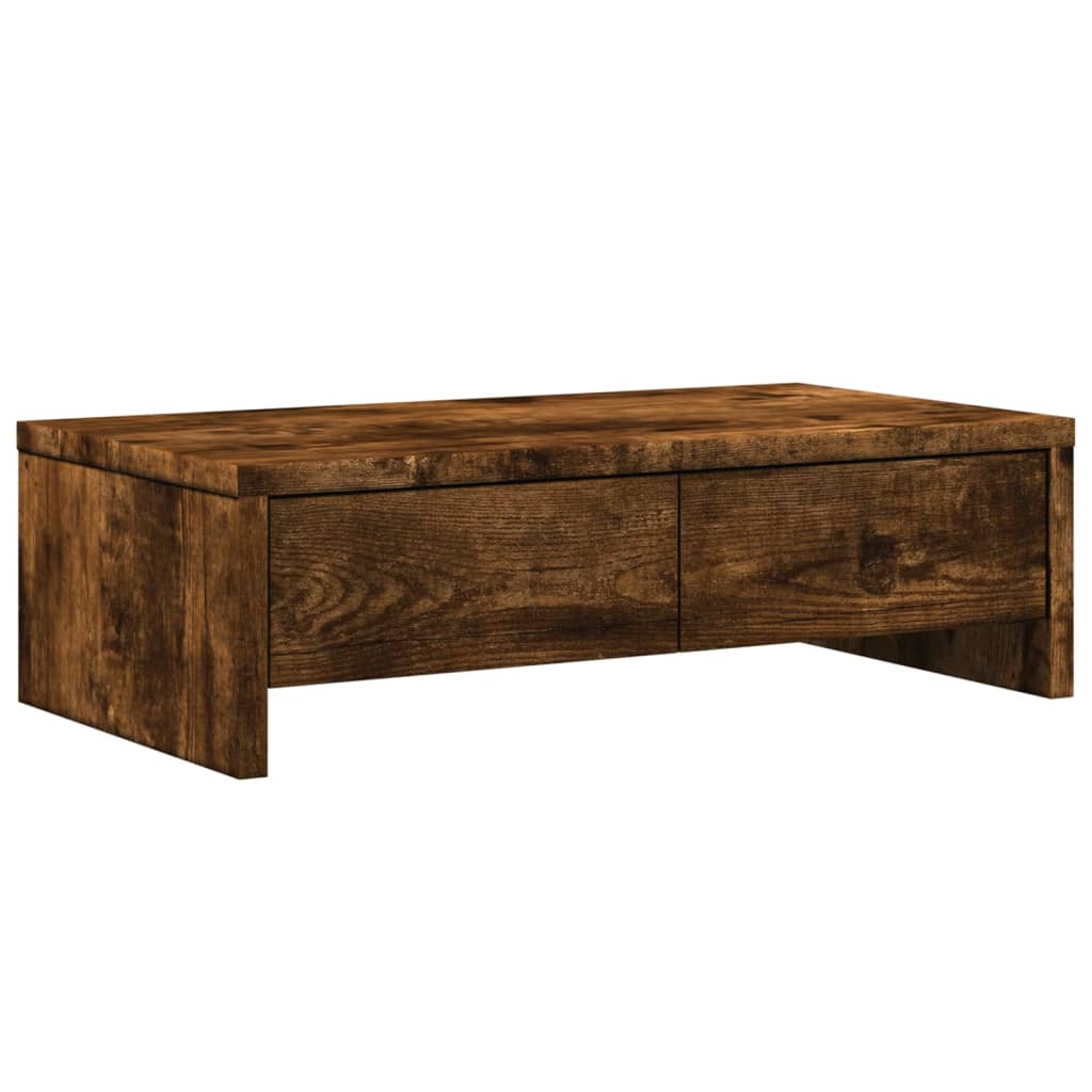 Support de moniteur Vidaxl avec tiroirs 50x27x15 cm Couleur de chêne fumé en bois