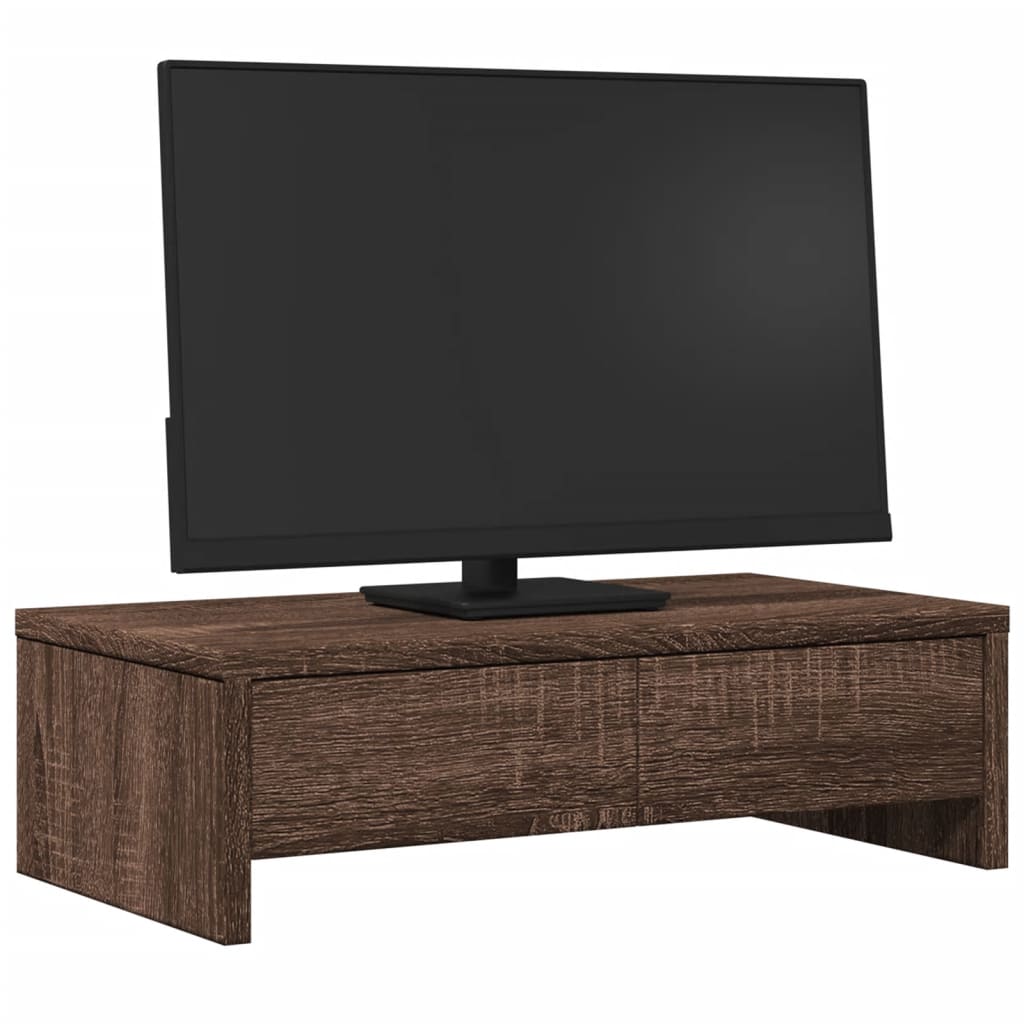 VidaXL Monitorstandaard met lades 50x27x15 cm hout bruin eikenkleurig