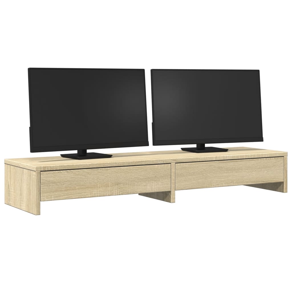 Vidaxl Monitor Stand con cajones 100x27x15 CM Wood Sonoma Oak Color