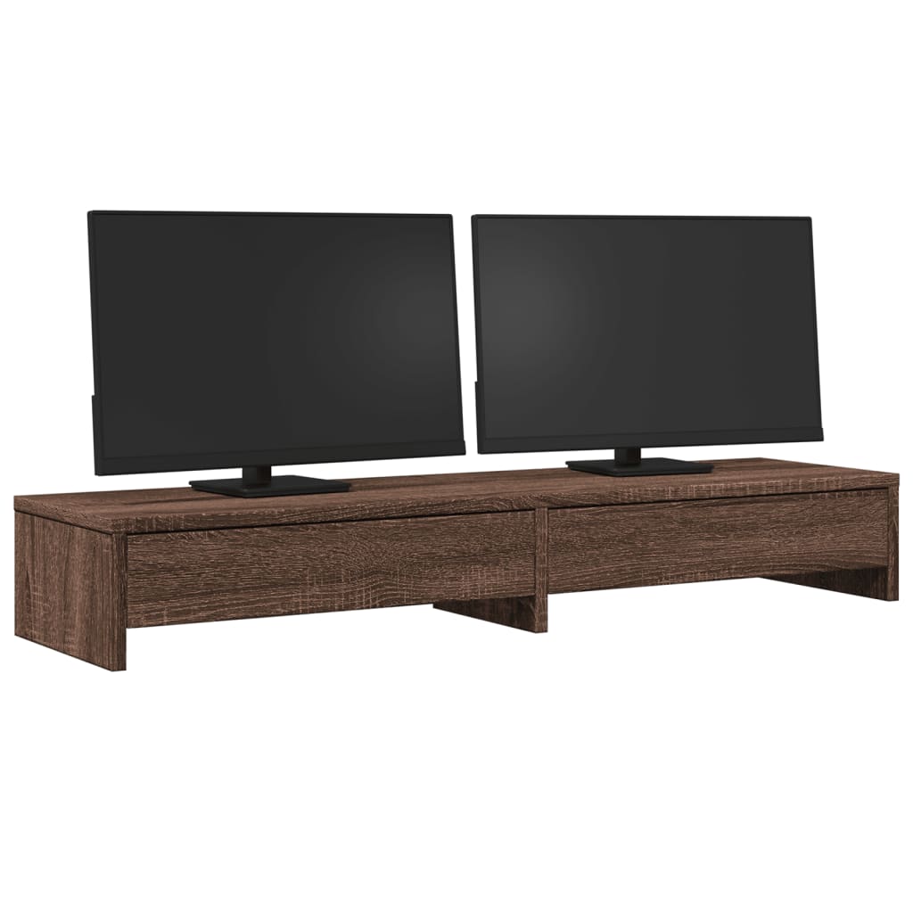 VidaXL Monitorstandaard met lades 100x27x15 cm hout bruin eikenkleur