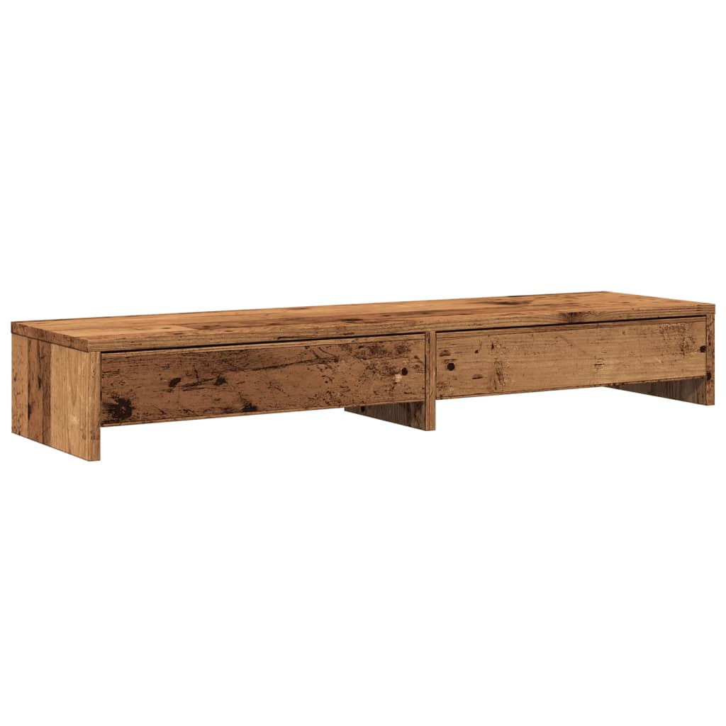 Vidaxl Monitor Stand con cassetti 100x27x15 cm in legno vecchio colorato