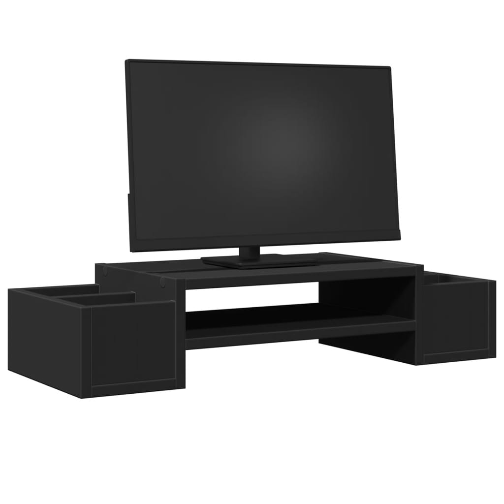 Vidaxl monitorstandaard met opbergruimte 70x27x15 cm hout zwart