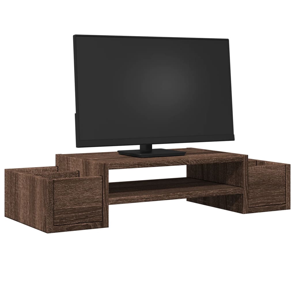 VIDAXL -Monitorständer mit Speicherplatz 70x27x15 cm Holzbraune Eiche