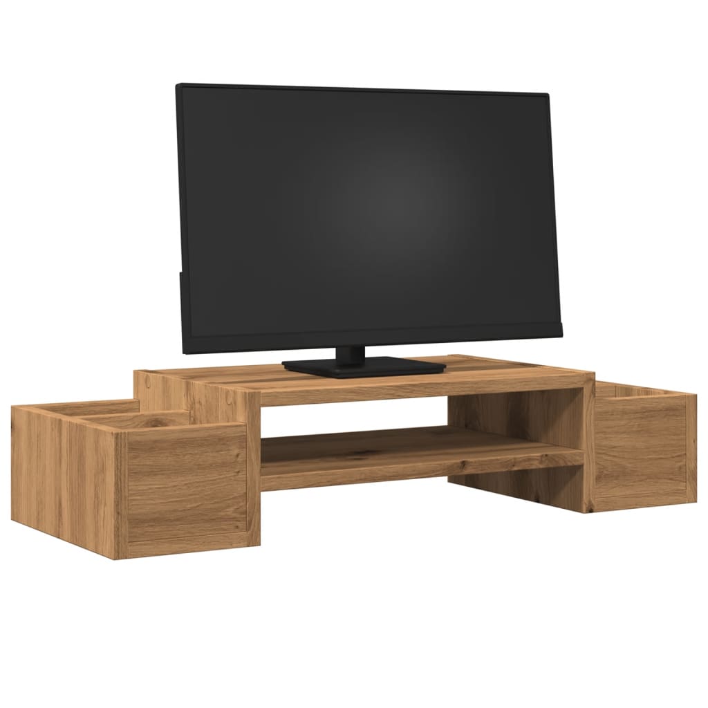 VidaXL Monitorstandaard opbergruimte 70x27x15 cm hout artisanaal eiken