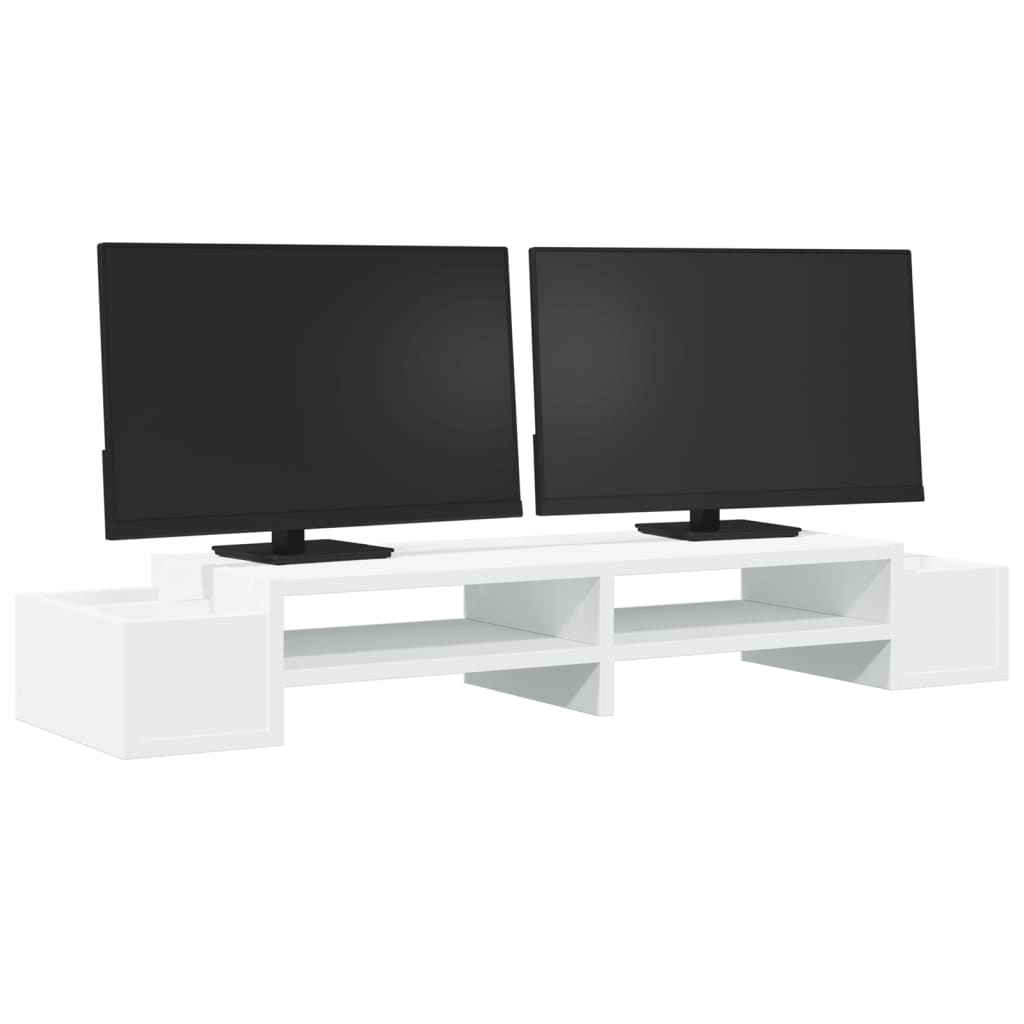 VidaXL Monitorstandaard met opbergruimte 100x27x15 cm bewerkt hout wit