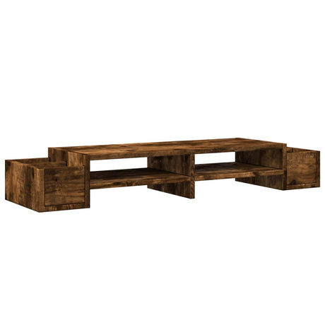 VidaXL Monitorstandaard met opslag 100x27x15 cm hout gerookt eiken