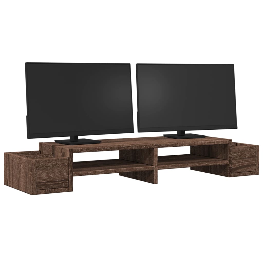 Supporto monitor Vidaxl con spazio di archiviazione 100x27x15 cm quercia marrone legno