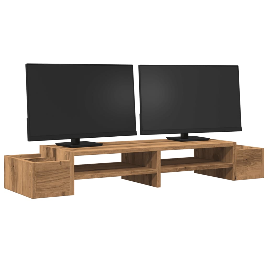 VidaXL Monitorstandaard opbergruimte 100x27x15 cm hout artisanaal eik