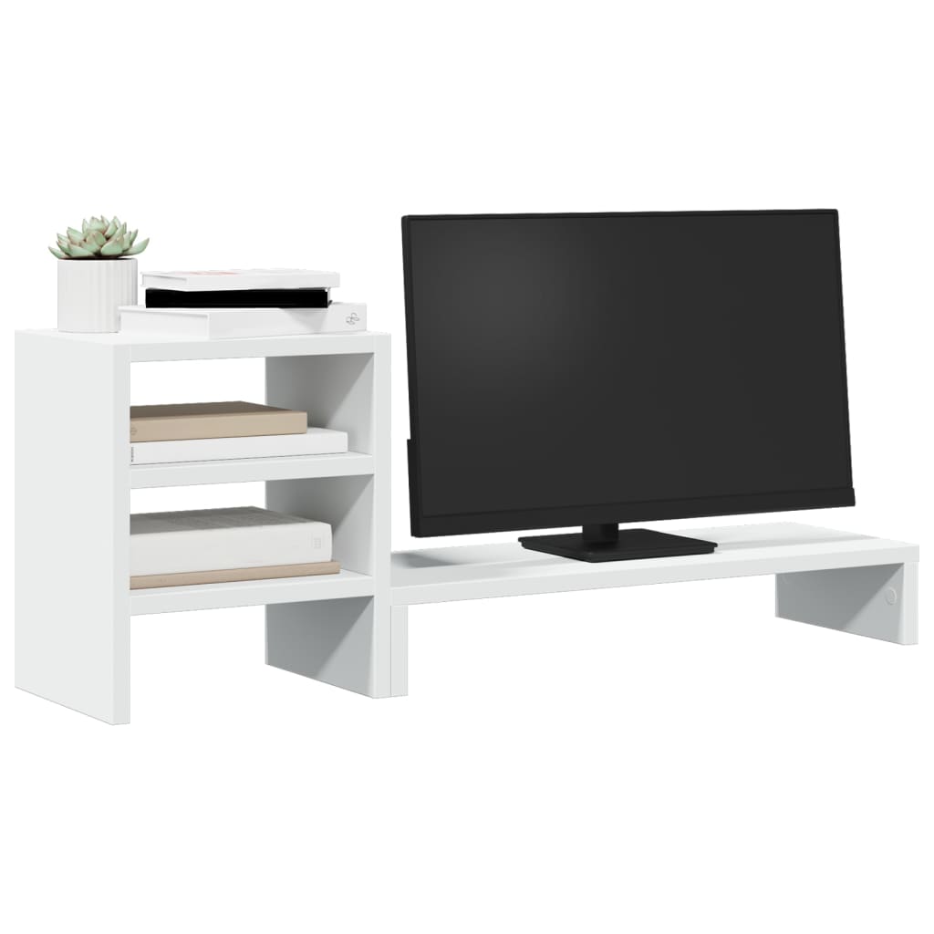 Vidaxl Monitor Stand con organizzatore di scrivania elaborato in legno bianco