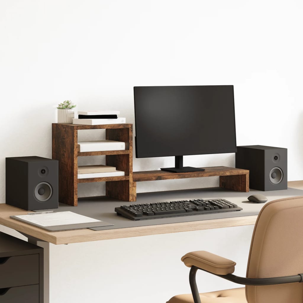 Stand Vidaxl Monitor con Organizzatore Desk-Organizzatore Smoked Oak colorato