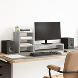 Vidaxl Monitor Stand With Desk-Organizer Processed Wood Grey Sonoma