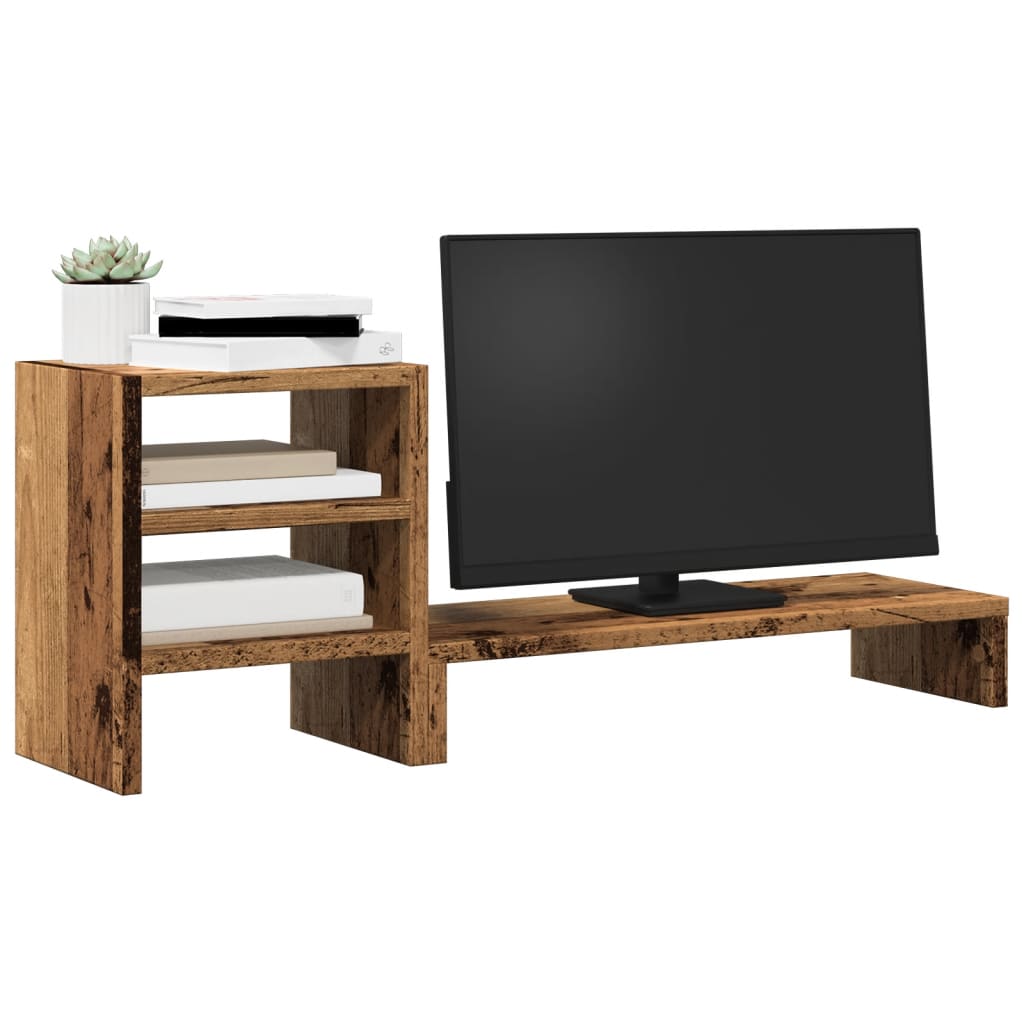 Vidaxl Monitor Stand con escritorio-organizador de madera de madera vieja