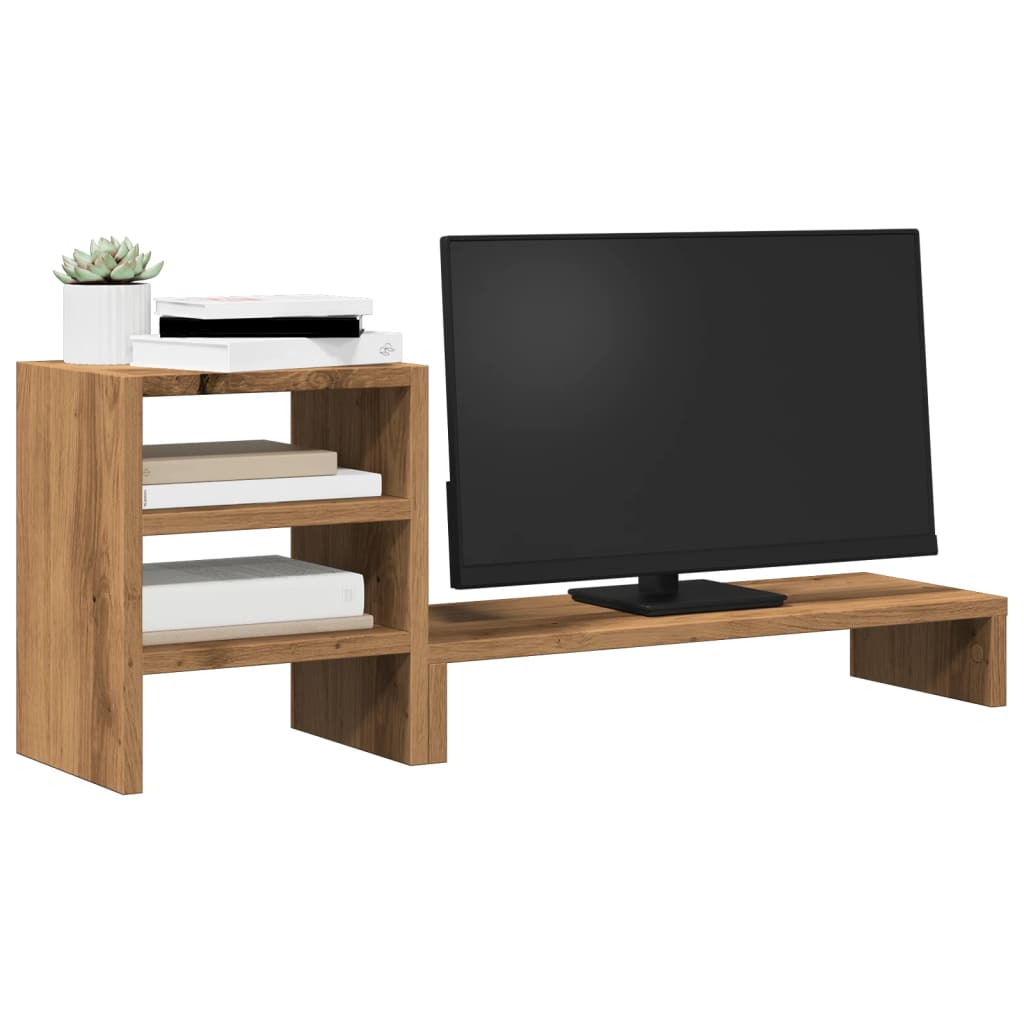 VidaXL Monitorstandaard met bureau-organizer hout artisanaal eiken