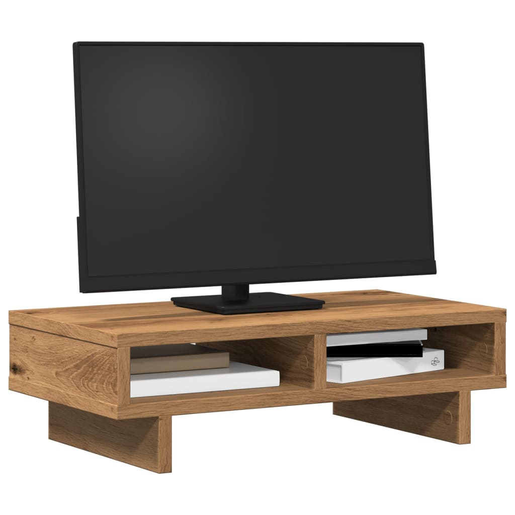 VidaXL Monitorstandaard 50x27x15 cm bewerkt hout artisanaal eikenkleur