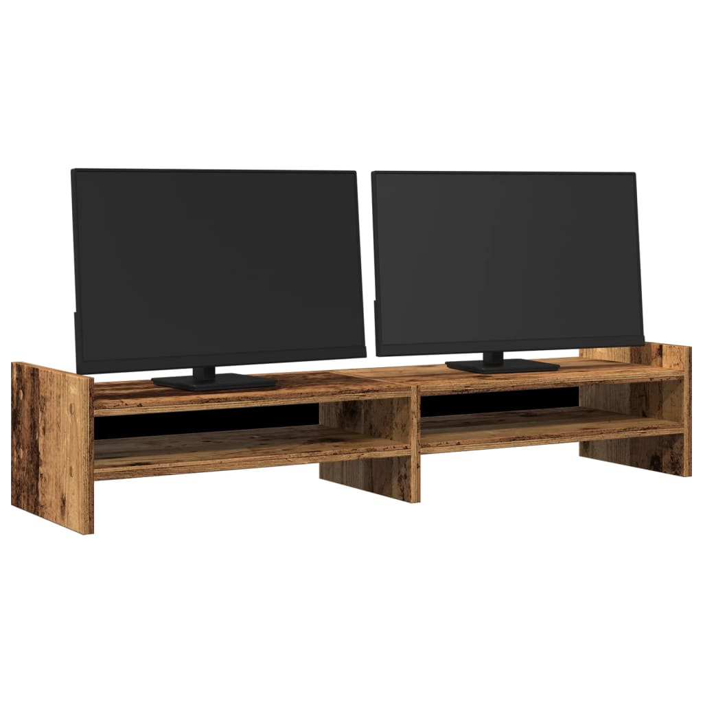 VidaXL Monitorstandaard 100x27x20 cm bewerkt hout oud houtkleurig